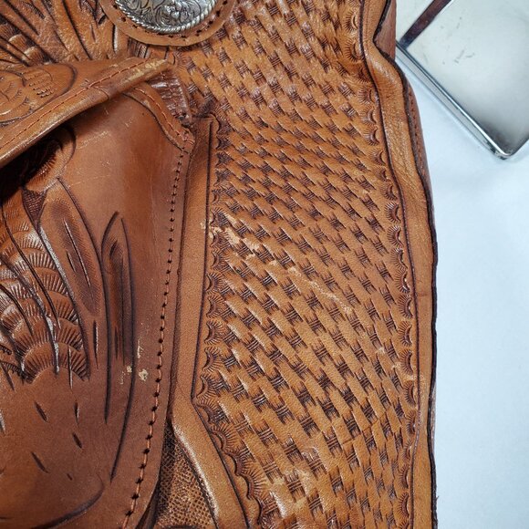 American West Tooled Leather Shoulder Bag - Picture 13 of 15